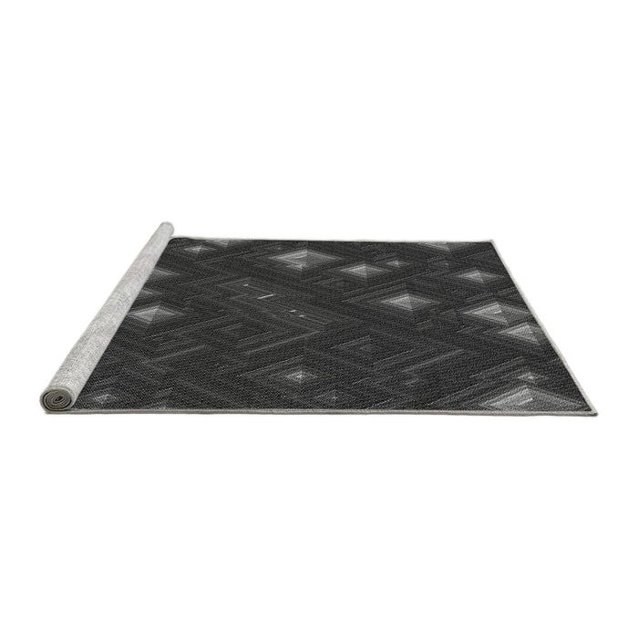 Sideview of Machine Washable Transitional Charcoal Black Rug, wshpat3143gry