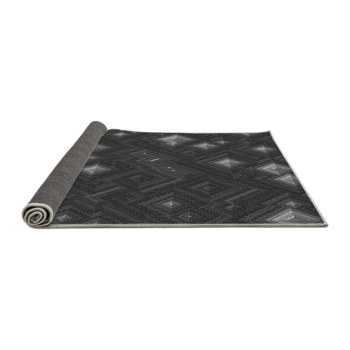 Thickness of Patterned Charcoal Black Rug, pat3143gry