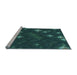 Sideview of Machine Washable Transitional Dark Cyan Green Rug, wshpat3143lblu