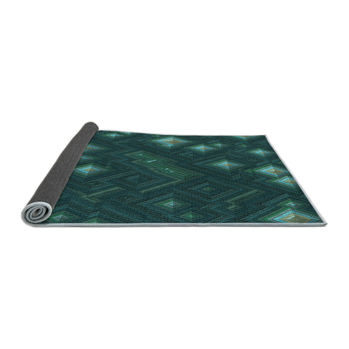 Thickness of Patterned Dark Cyan Green Rug, pat3143lblu