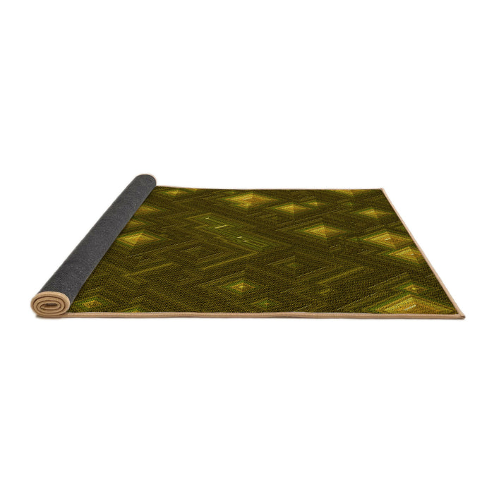 Thickness of Patterned Dark Yellow Green Rug, pat3143yw