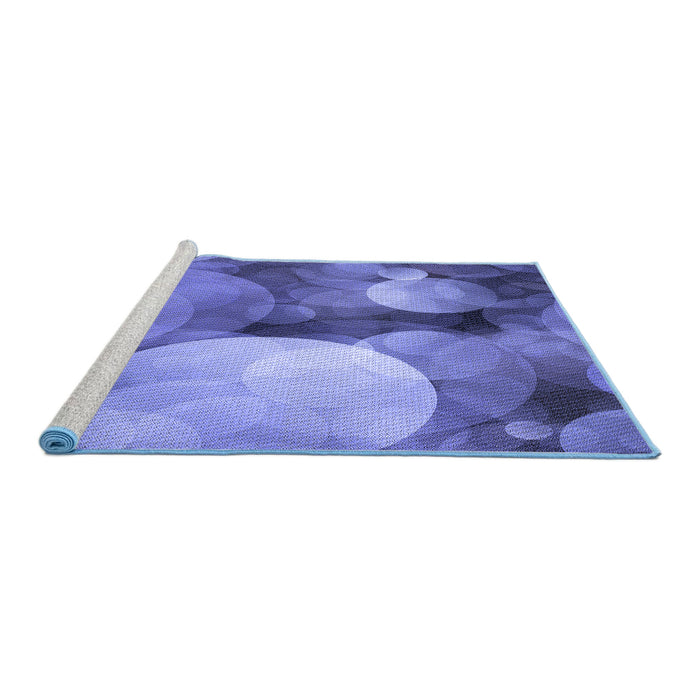 Sideview of Machine Washable Transitional Sky Blue Rug, wshpat3146blu