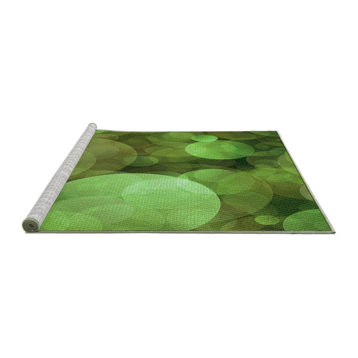 Sideview of Machine Washable Transitional Seaweed Green Rug, wshpat3146grn