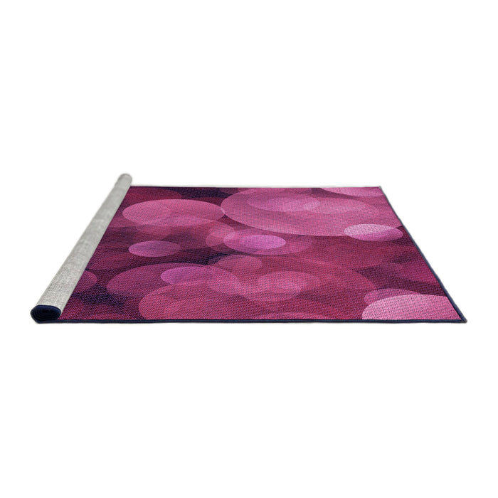 Sideview of Machine Washable Transitional Neon Pink Rug, wshpat3147pur
