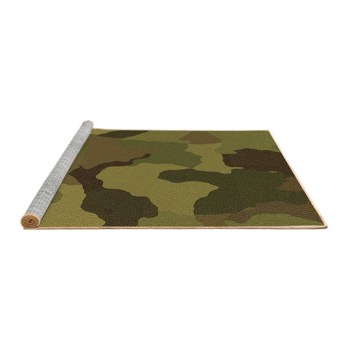 Sideview of Machine Washable Transitional Dark Yellow Green Rug, wshpat3148brn