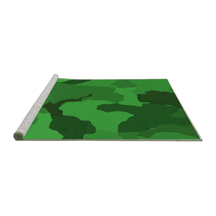 Sideview of Machine Washable Transitional Dark Green Rug, wshpat3148grn