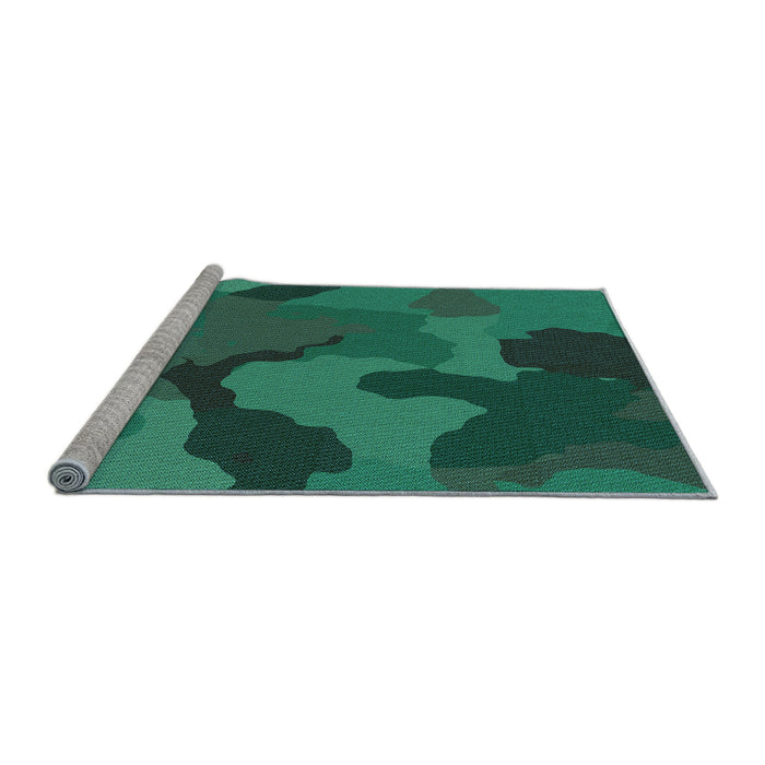 Sideview of Machine Washable Transitional Deep Teal Green Rug, wshpat3148lblu