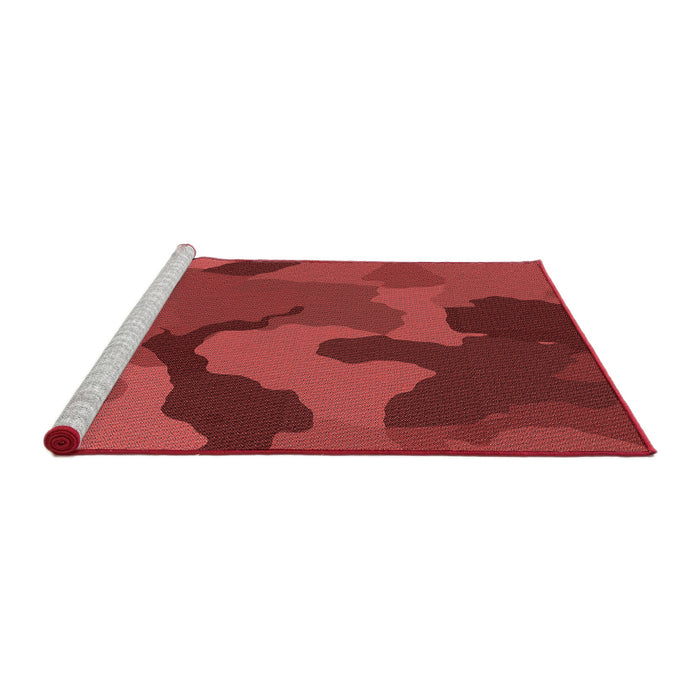Sideview of Machine Washable Transitional Tomato Red Rug, wshpat3148rd