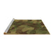 Sideview of Machine Washable Transitional Dark Yellow Green Rug, wshpat3149brn