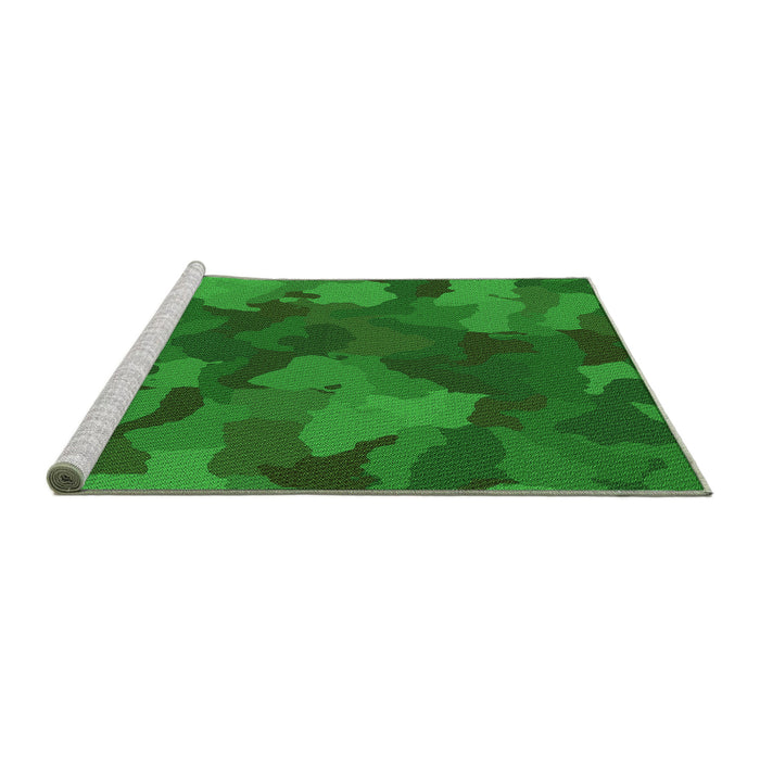 Sideview of Machine Washable Transitional Dark Green Rug, wshpat3149grn