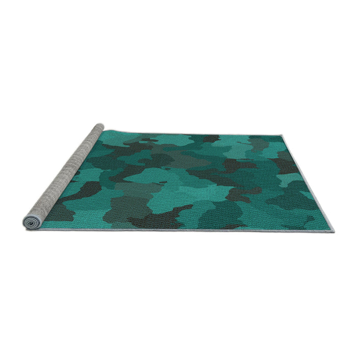 Sideview of Machine Washable Transitional Medium Teal Green Rug, wshpat3149lblu