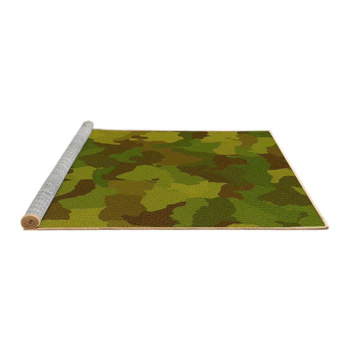 Sideview of Machine Washable Transitional Dark Yellow Green Rug, wshpat3149yw