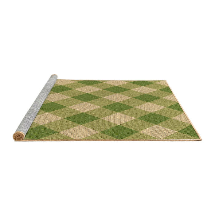 Sideview of Machine Washable Transitional Dark Yellow Green Rug, wshpat3151brn