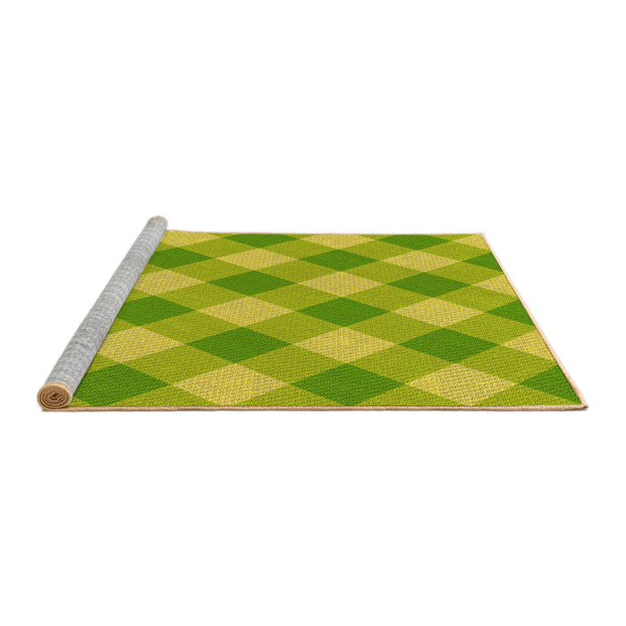 Sideview of Machine Washable Transitional Neon Yellow Green Rug, wshpat3151yw