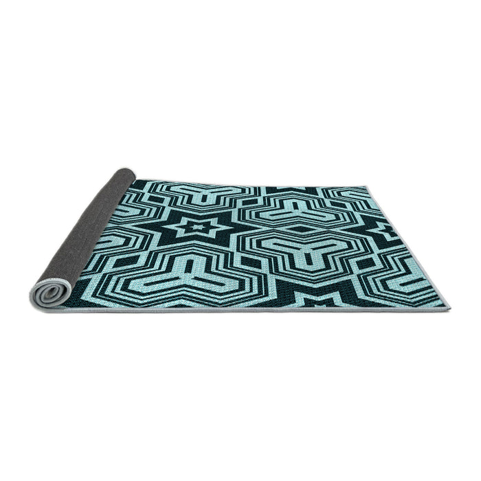 Thickness of Patterned Deep Teal Green Rug, pat3152lblu