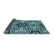 Thickness of Patterned Deep Teal Green Rug, pat3152lblu