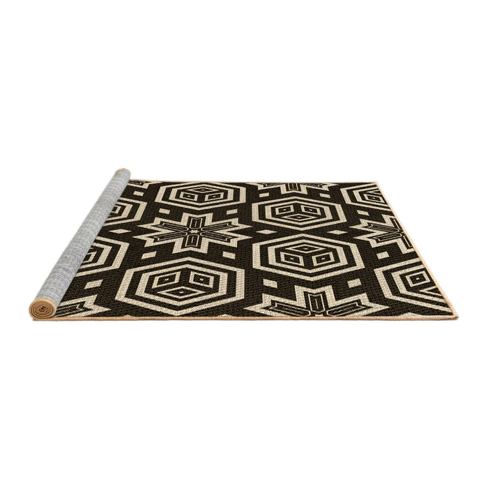 Sideview of Machine Washable Transitional Camel Brown Rug, wshpat3153brn