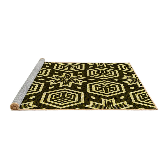 Sideview of Machine Washable Transitional Metallic Gold Rug, wshpat3153yw
