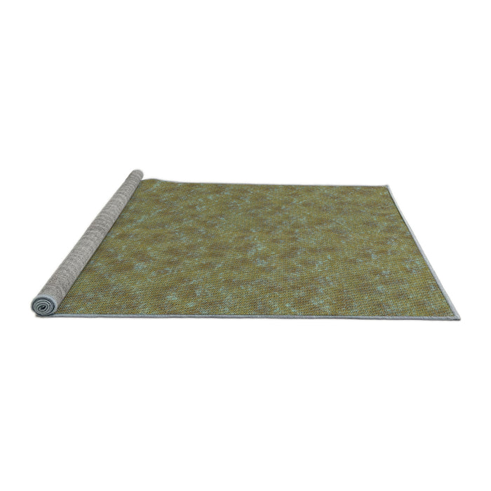 Sideview of Machine Washable Transitional Green Rug, wshpat3154lblu
