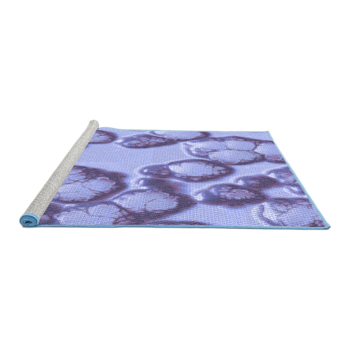Sideview of Machine Washable Transitional Slate Blue Rug, wshpat3155blu