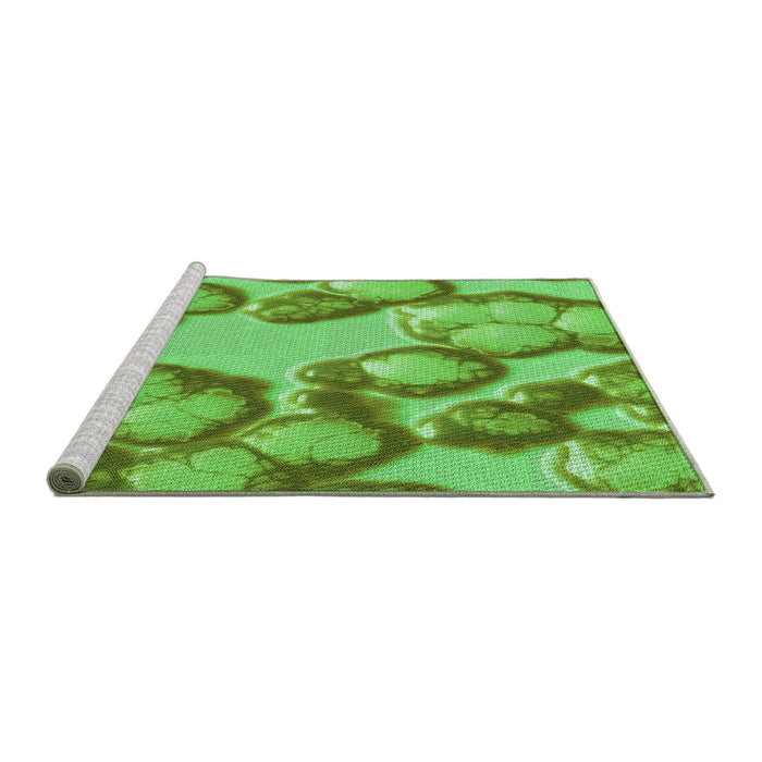 Sideview of Machine Washable Transitional Emerald Green Rug, wshpat3155grn