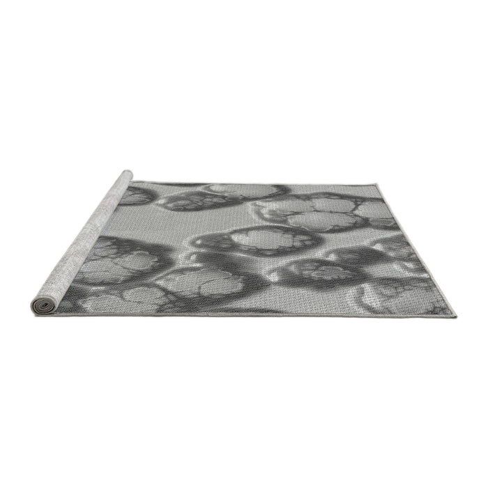 Sideview of Machine Washable Transitional Silver Gray Rug, wshpat3155gry