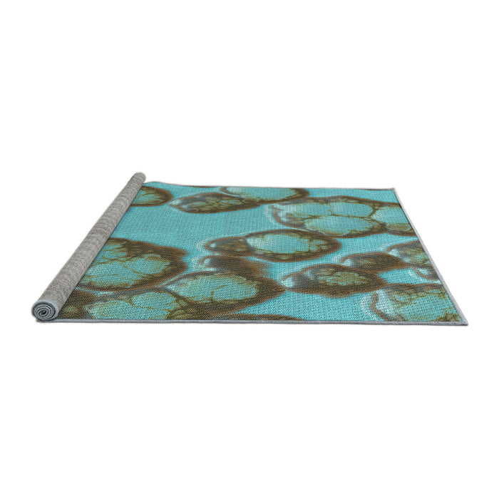 Sideview of Machine Washable Transitional Hazel Green Rug, wshpat3155lblu