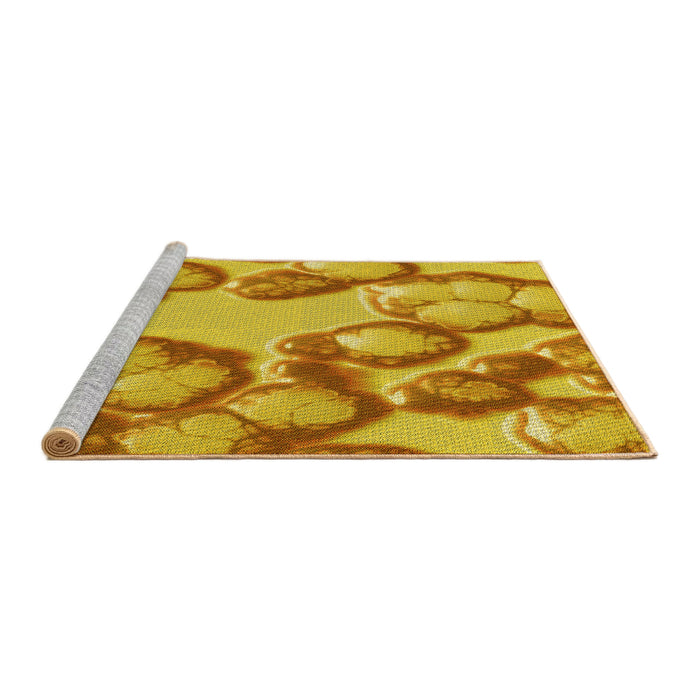 Sideview of Machine Washable Transitional Deep Yellow Rug, wshpat3155yw