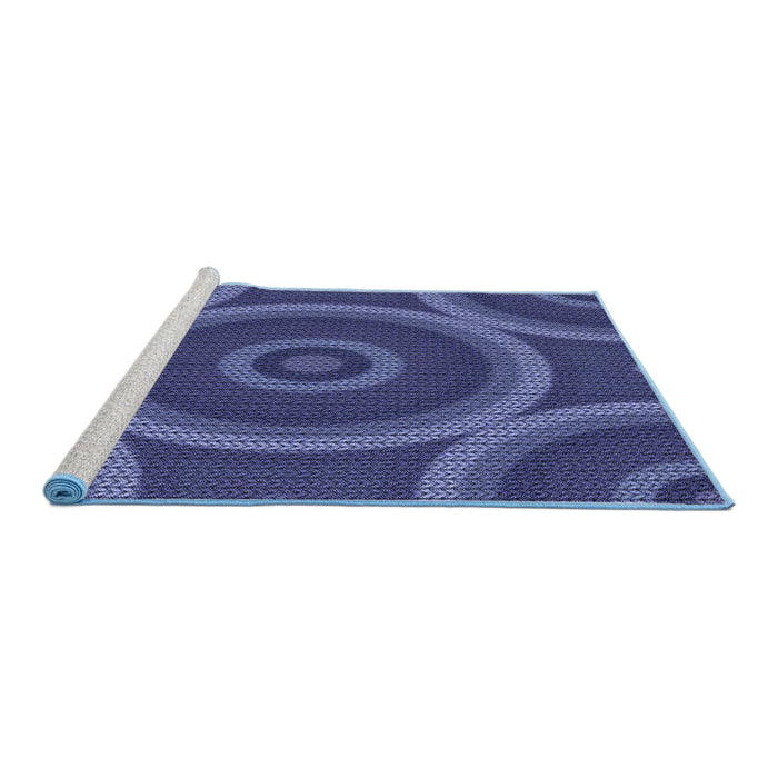 Sideview of Machine Washable Transitional Blue Rug, wshpat3156blu