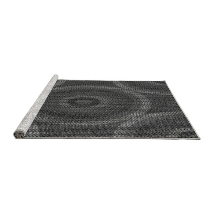Sideview of Machine Washable Transitional Black Rug, wshpat3156gry