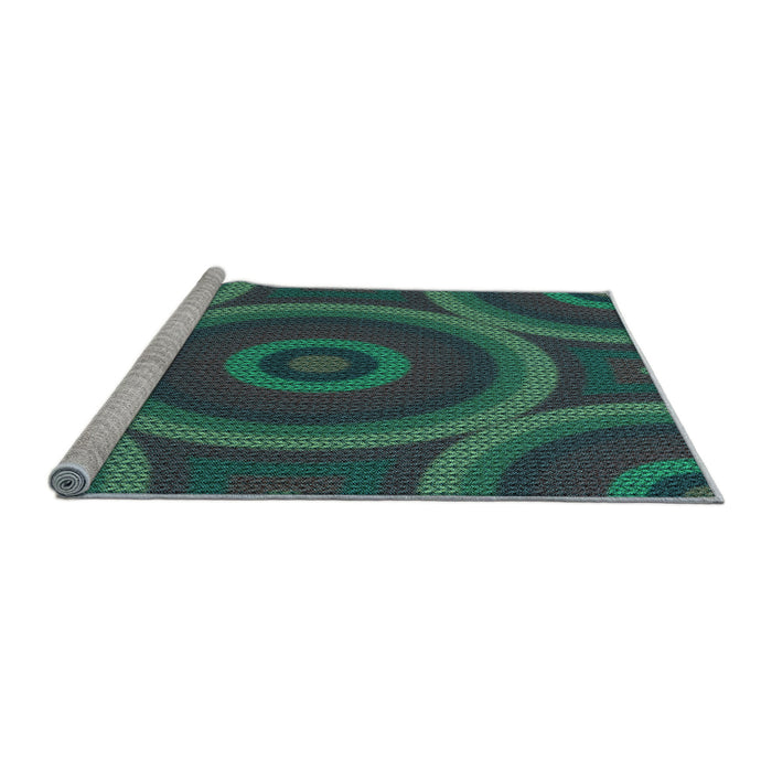 Sideview of Machine Washable Transitional Dark Slate Grey Green Rug, wshpat3156lblu