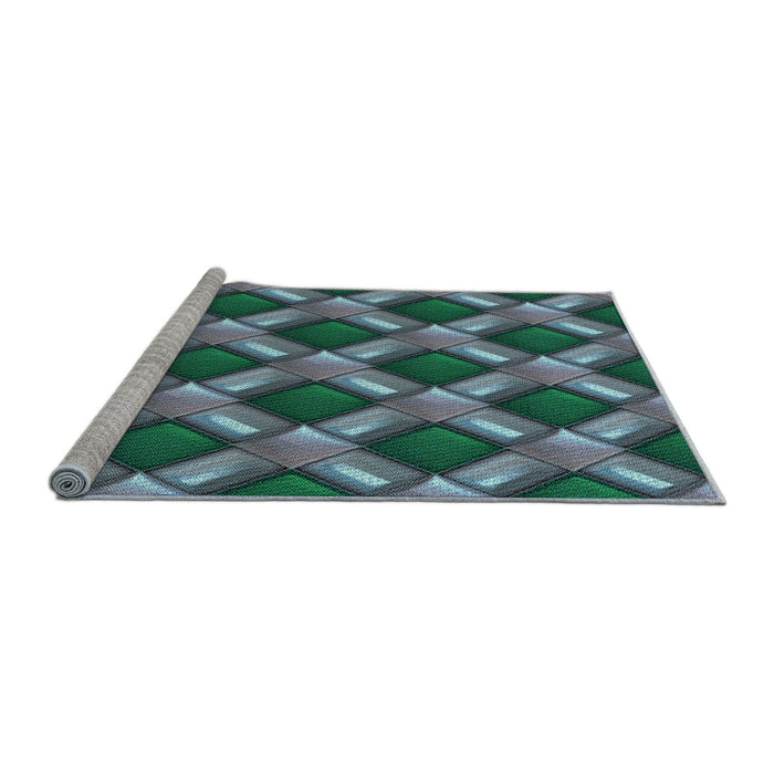 Sideview of Machine Washable Transitional Blue Moss Green Rug, wshpat3158lblu