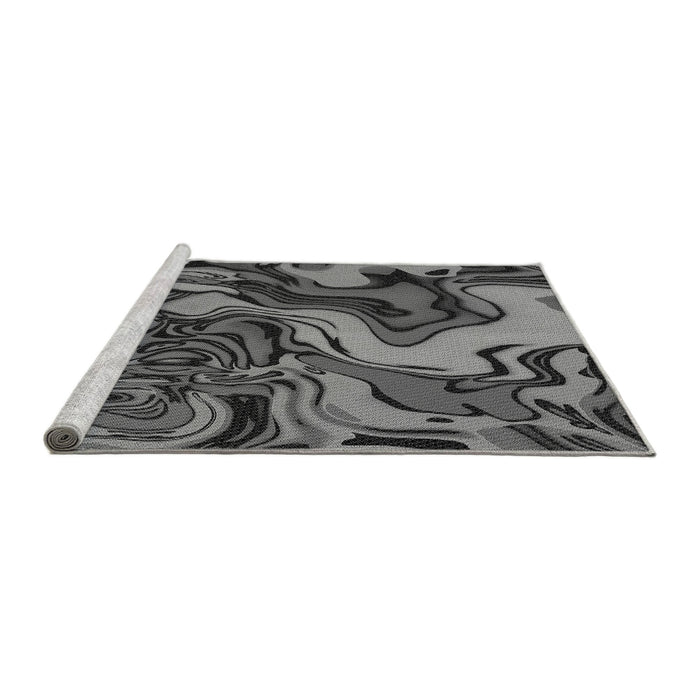Sideview of Machine Washable Transitional Dark Gray Black Rug, wshpat3161gry