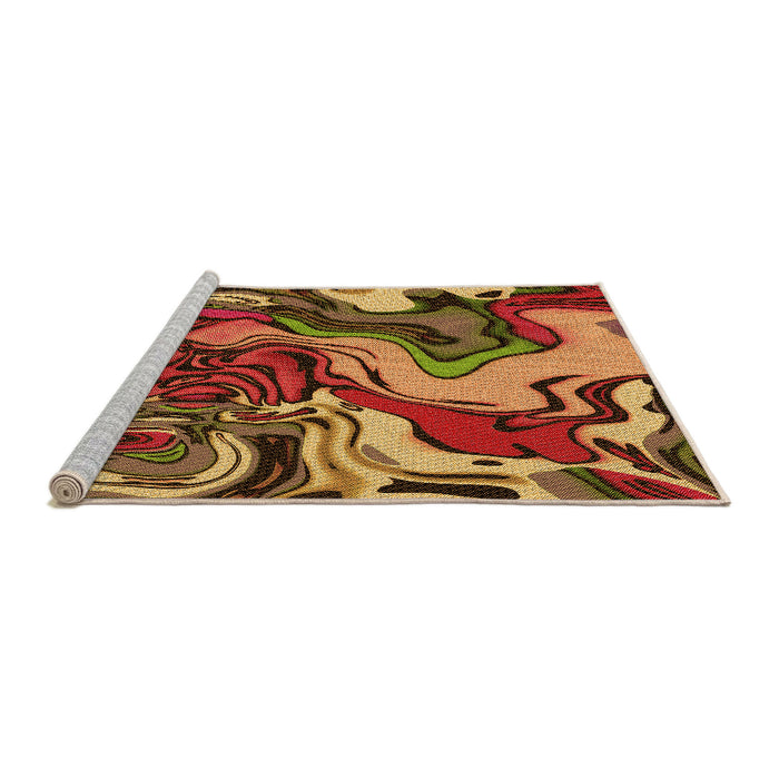 Sideview of Machine Washable Transitional Saffron Red Rug, wshpat3161org