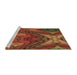 Sideview of Machine Washable Transitional Red Rug, wshpat3162brn