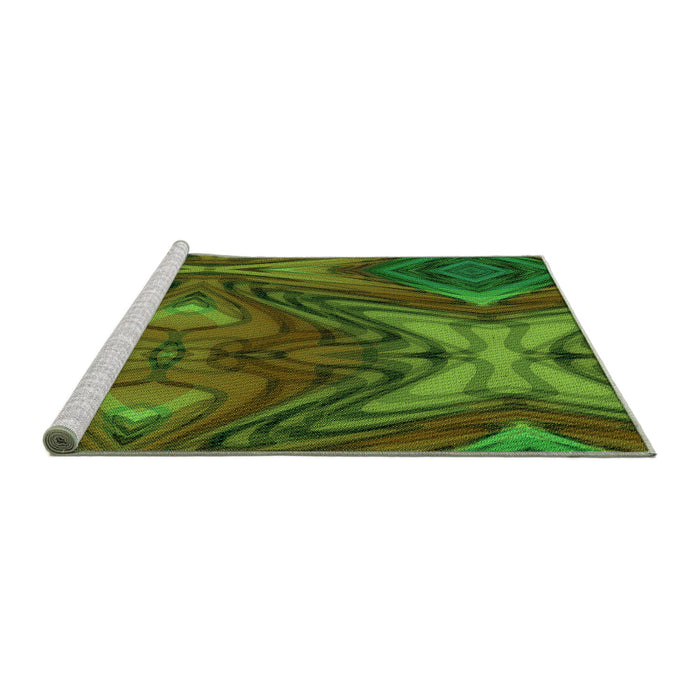 Sideview of Machine Washable Transitional Dark Lime Green Rug, wshpat3162grn