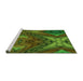 Sideview of Machine Washable Transitional Dark Lime Green Rug, wshpat3162grn