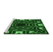 Sideview of Machine Washable Transitional Deep Emerald Green Rug, wshpat3163grn