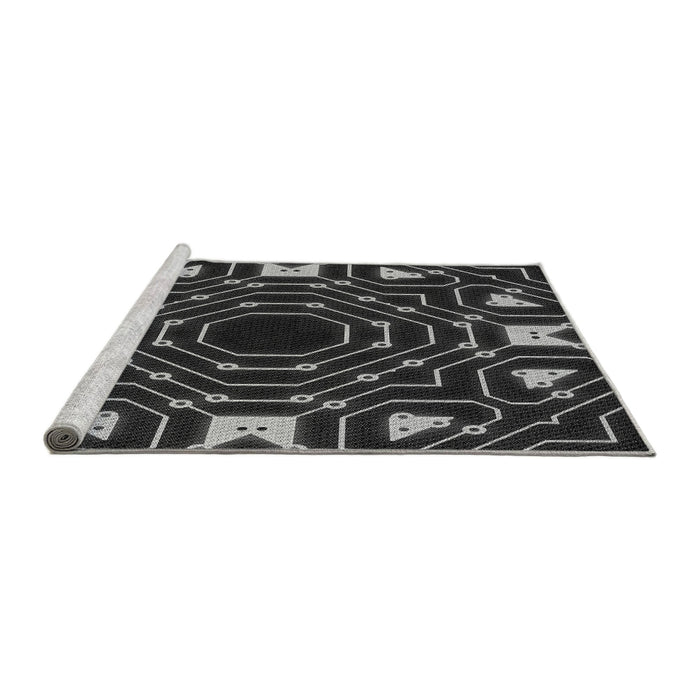 Sideview of Machine Washable Transitional Platinum Gray Rug, wshpat3163gry