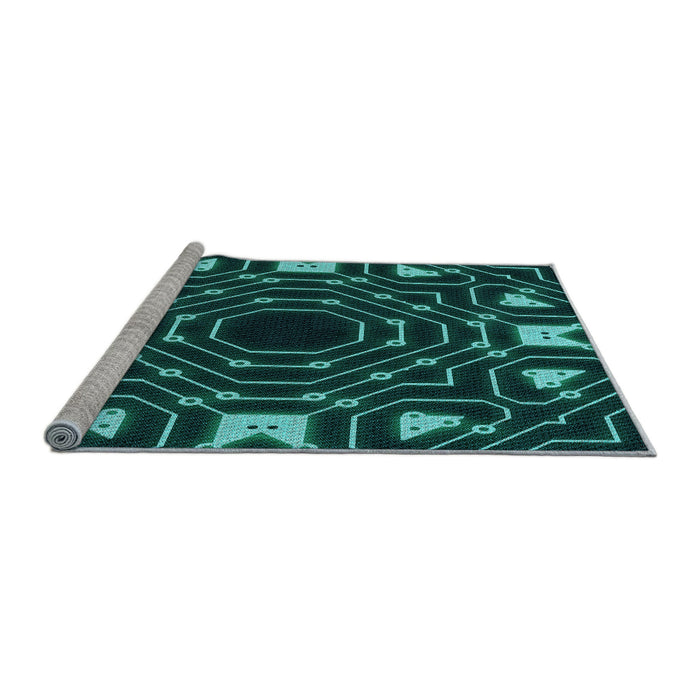 Sideview of Machine Washable Transitional Deep Teal Green Rug, wshpat3163lblu