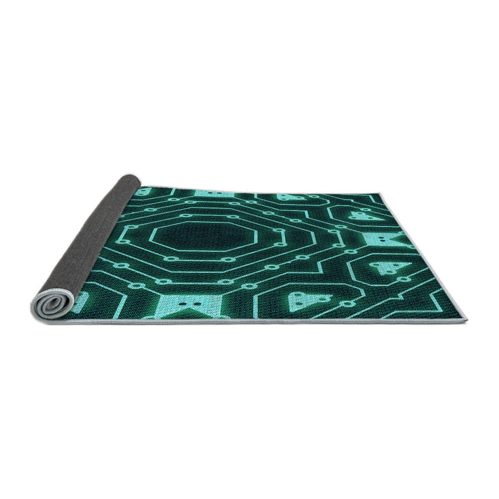Thickness of Patterned Deep Teal Green Rug, pat3163lblu