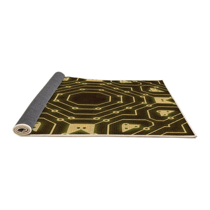Thickness of Patterned Black Brown Rug, pat3163org