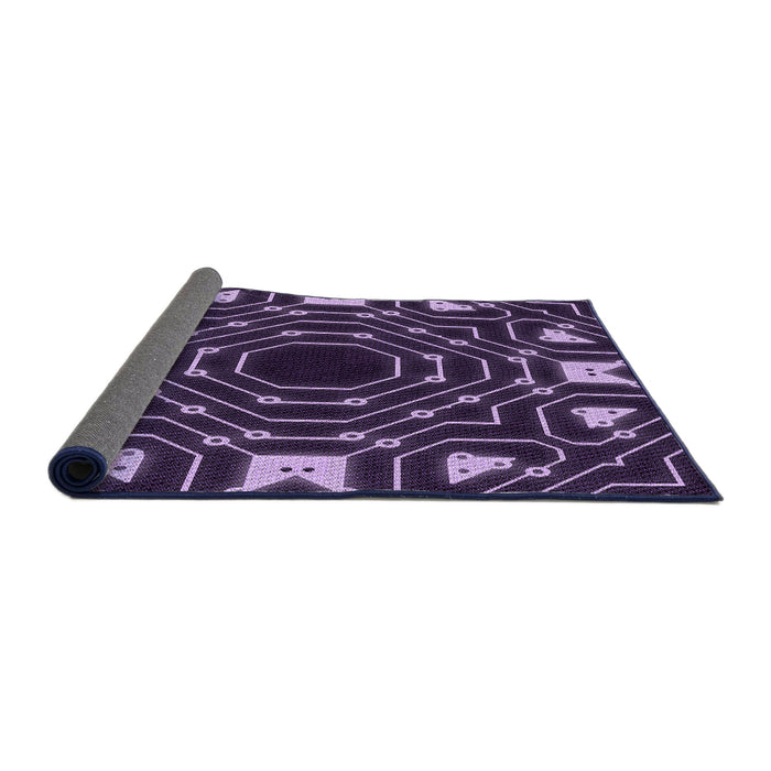 Thickness of Patterned Deep Purple Rug, pat3163pur