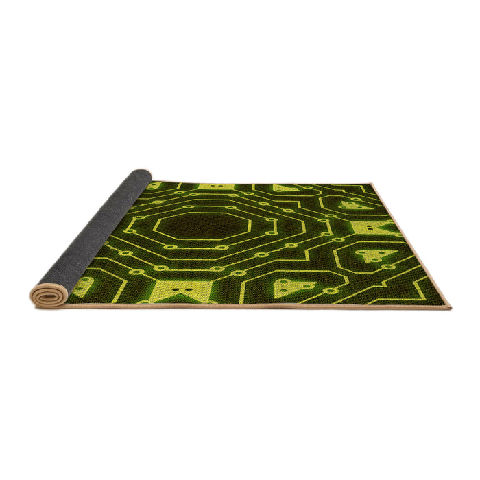 Thickness of Patterned Dark Yellow Green Rug, pat3163yw