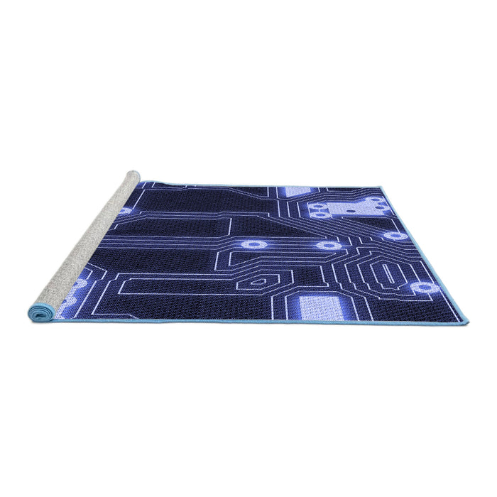 Sideview of Machine Washable Transitional Midnight Blue Rug, wshpat3164blu