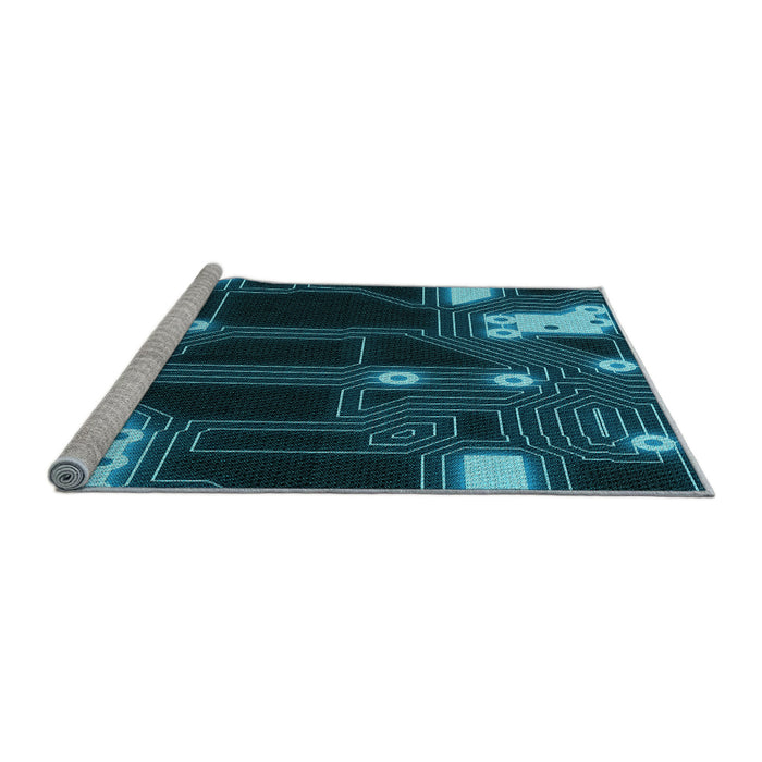 Sideview of Machine Washable Transitional Dark Turquoise Green Rug, wshpat3164lblu