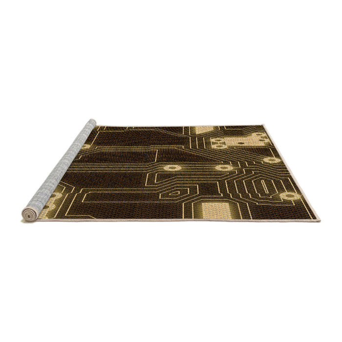 Sideview of Machine Washable Transitional Light Brown Rug, wshpat3164org