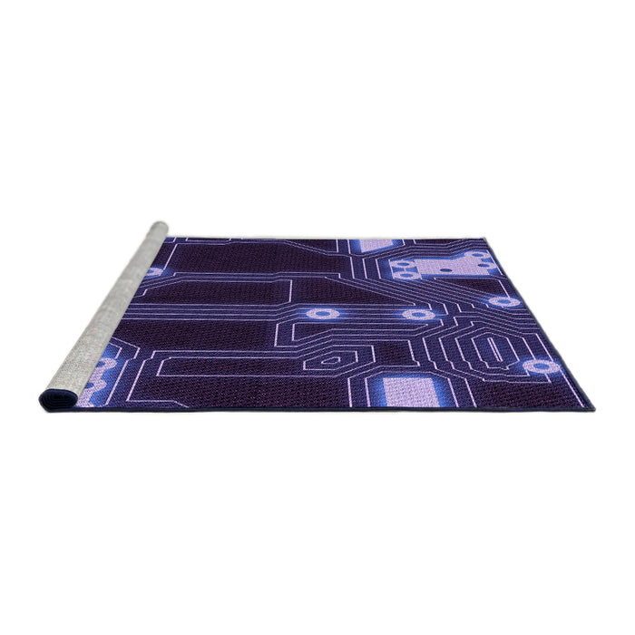 Sideview of Machine Washable Transitional Medium Slate Blue Rug, wshpat3164pur