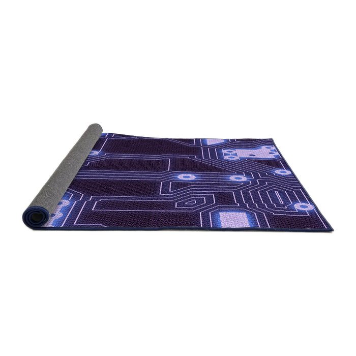 Thickness of Patterned Medium Slate Blue Rug, pat3164pur