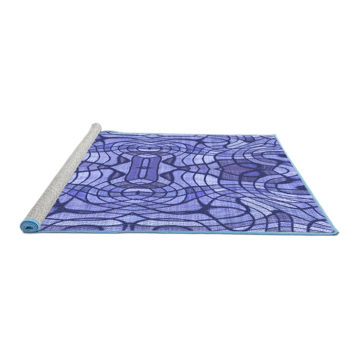 Sideview of Machine Washable Transitional Sky Blue Rug, wshpat3165blu